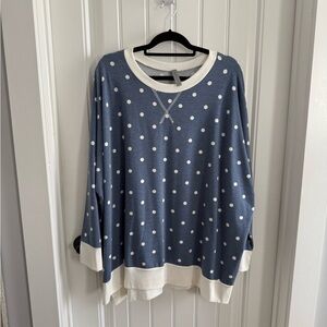 Blue Polka Dot Sweater by Honeyme Curvy